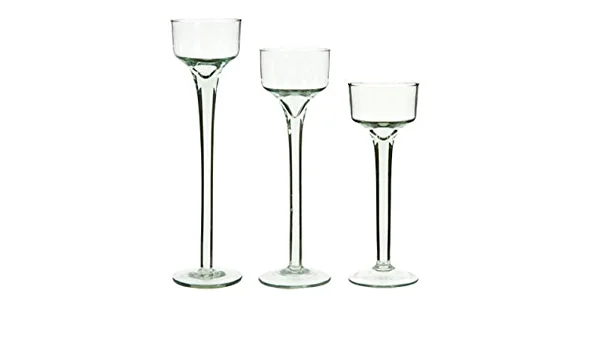 Handmade Cheap Long Stem Glass Candle Holder Glass For Wedding Clear Glass Candle Holder