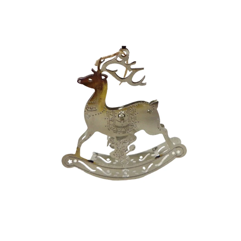 Wholesale Metal Hanging Ornament Gold Plating X Mas Tree Hanging Rendeer For Christmas & Tabletop Decor Handmade in Bulk