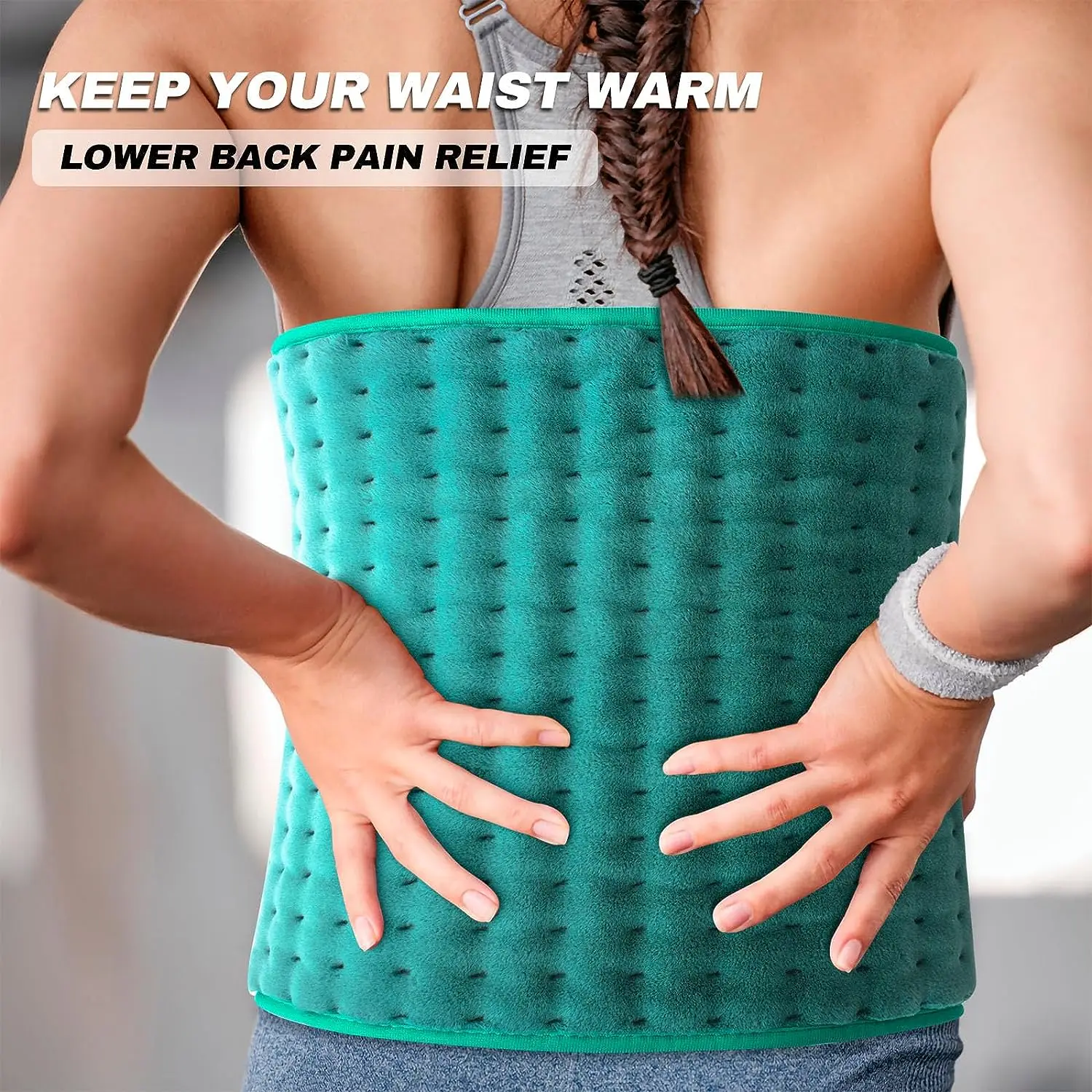 Customizable Green Crystal Soft Heating Pad Advanced Heating Elements Adjustable Temperature Versatile Use Provides Comfort