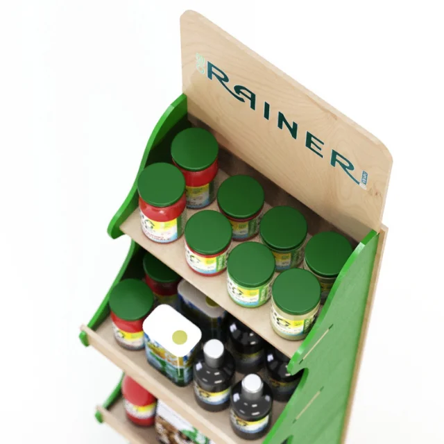 Custom Display Stands Custom Logo Portable 40x164 Food Store Wooden Display Stand for Bulk Purchase