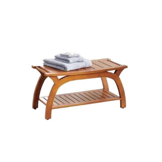 HOT SALE Bamboo Bath Chair Stool with Storage Shelf Durable Bath Spa Organizer Bench From Indonesia
