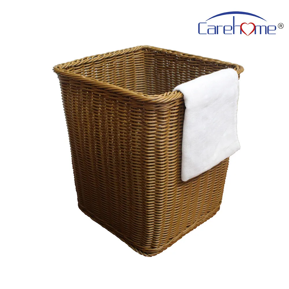 Handmade Plastic Rattan Large Rectangular Wicker Laundry Hamper Picnic Toy Box Storage Linen Laundry Basket