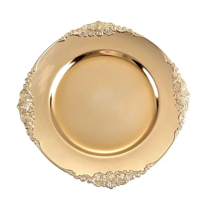 Plate Dining Storage Tray Luxurious Brass Round Plate