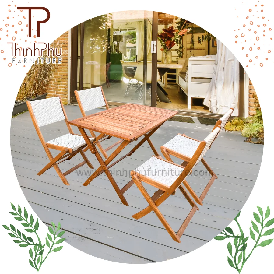 Modern wooden table and wicker chair dining set for restaurant furniture Factory direct supply