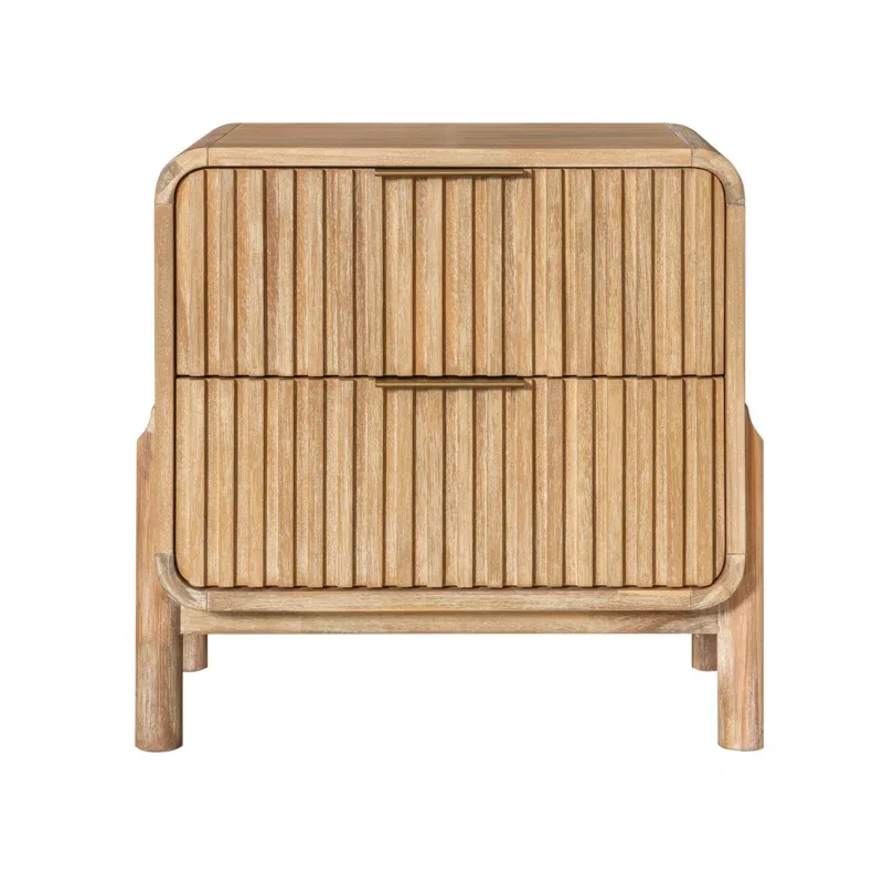 Modern Nightstand solid wood Customized Living Room Rattan Furniture  Drawer End Table Rattan Nightstand bed side with polish 5