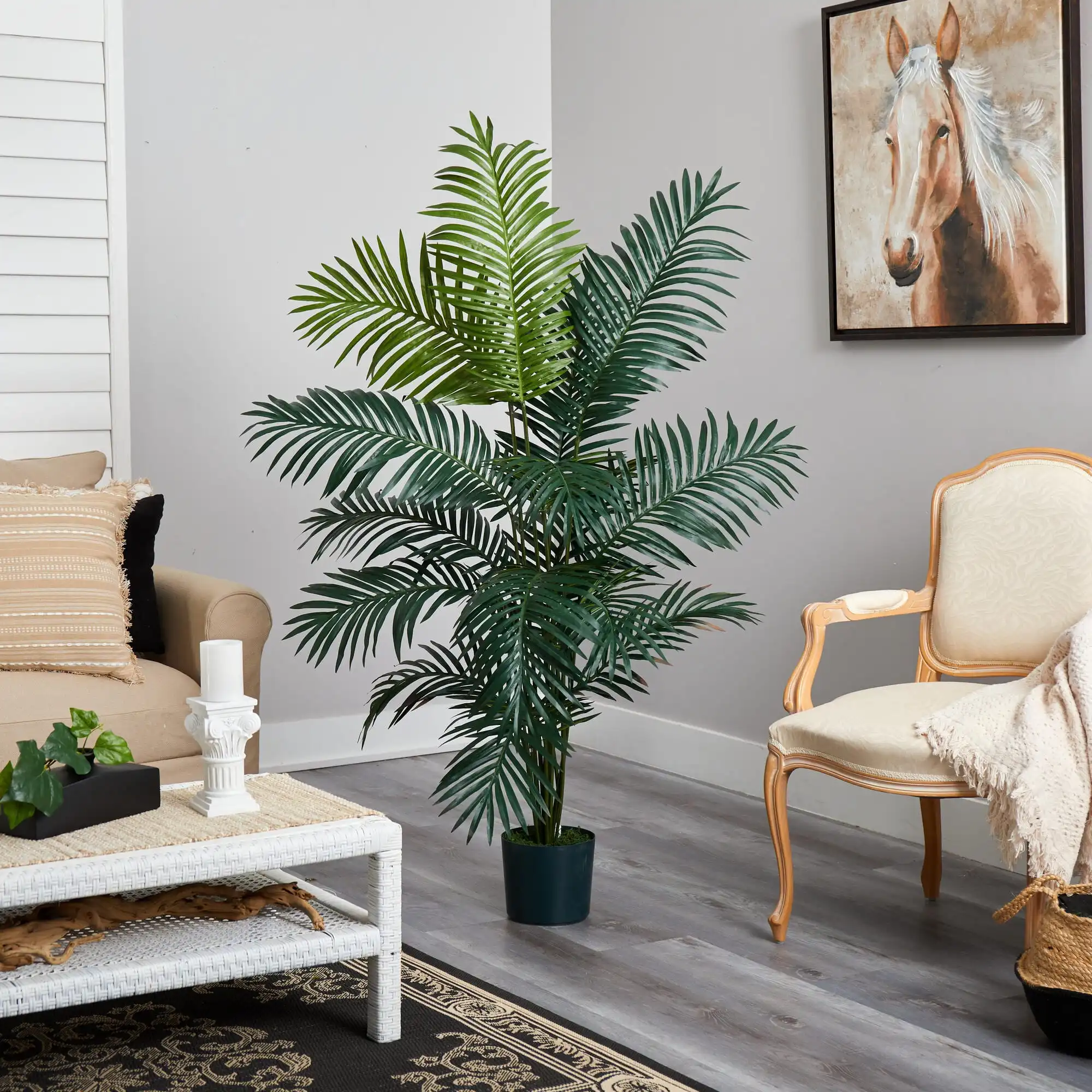 Wholesale decorative natrual touch plastic areca& phoenix palm tree greenery artificial plant in pot