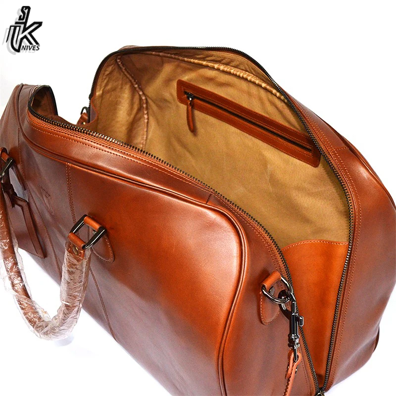 New Cheap Price Luxury Men Premium Leather Outdoor Travel Duffel Weekender Duffle Bags