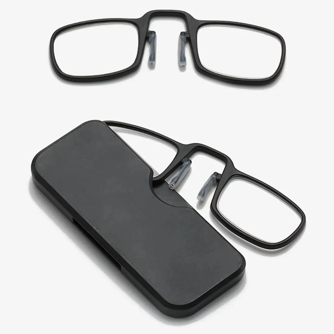 Wholesale Unisex Portable Ultra Thin Presbyopic Glasses Mini Clip Nose Bridge Reading Glasses with Case