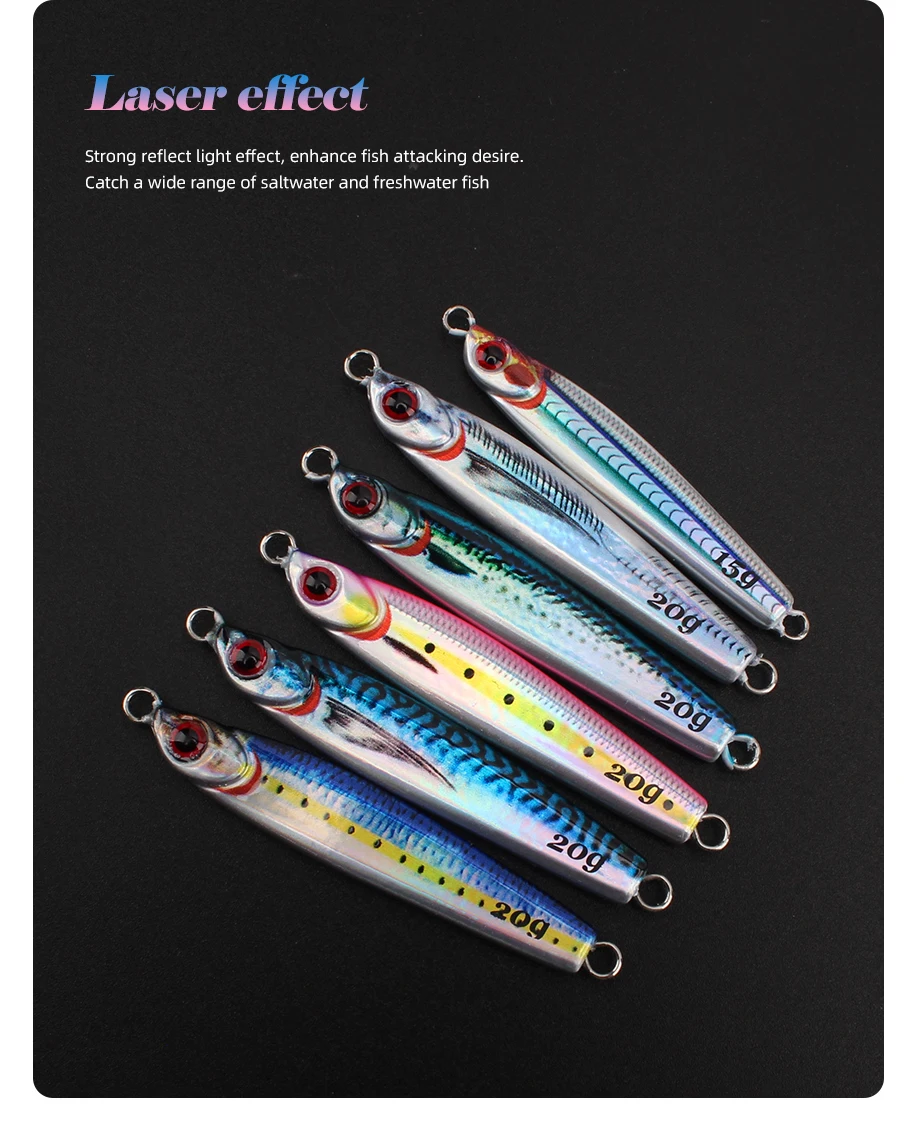 Seafox OEM 10g -80g 3D Printed Metal Jigs Shore Fishing Jigs Micro Saltwater Carp Hard Artificial Fishing Lure Jigbait Lure