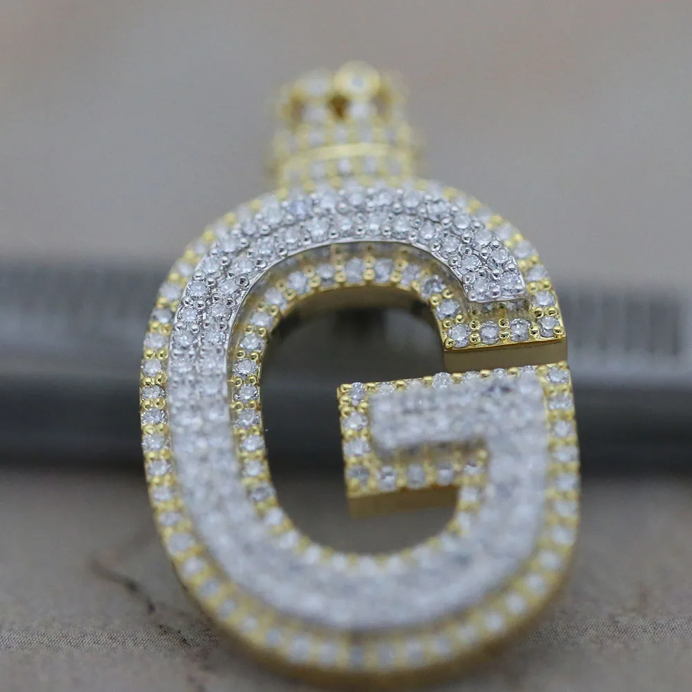 Vintage G Letter Hot Sale Personalized Designed 925 Sterling Silver and Moissanite Loose Fine Jewelry Moissanite Diamond Pendant