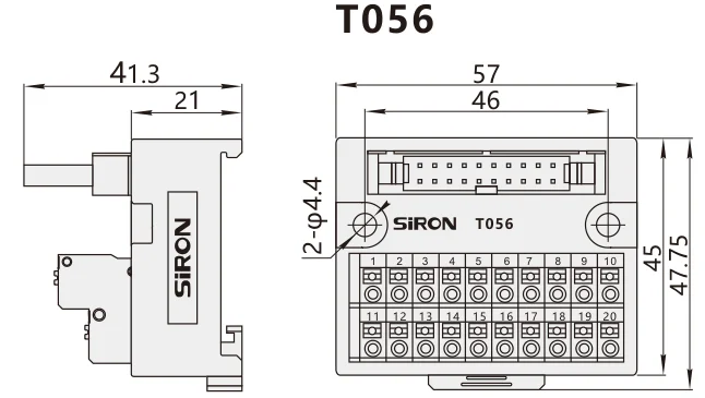 SiRON T056 spring Terminal Block Breakout Board 20P