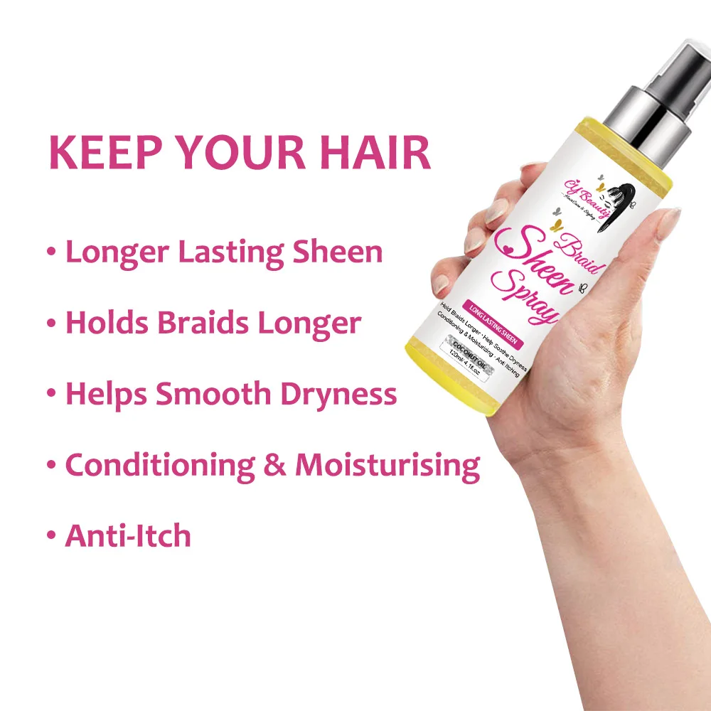 Bulk Custom Logo Extra Hold Dry Fast Styling Spritz Hair Silkening Mist Braid Sheen Spray