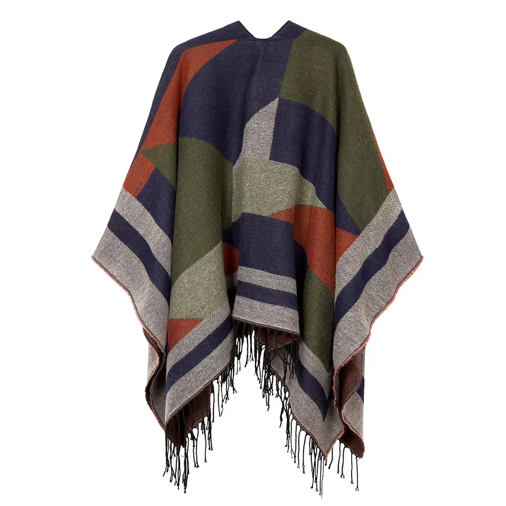 Spring Autumn Winter Style Soft Home Cape Woman Shawls Knitted Pattern Wraps Plaid