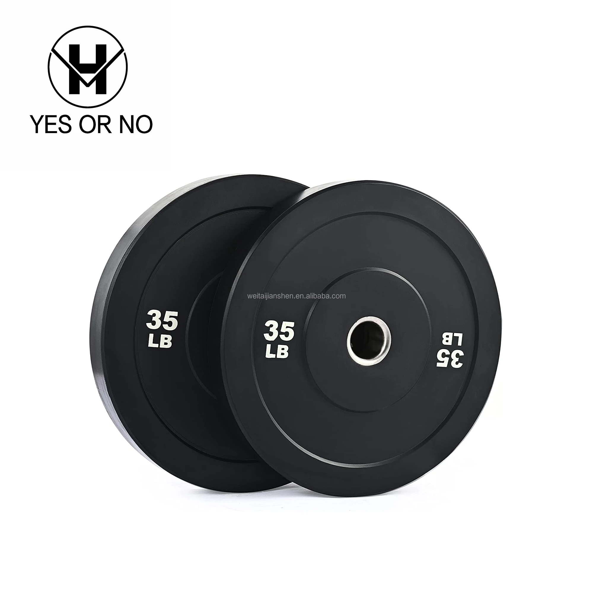 YES OR NO Factory Price Gym Weight Plate Custom Logo 10kg 15kg 20kg 25kg Rubber Buffer Plate