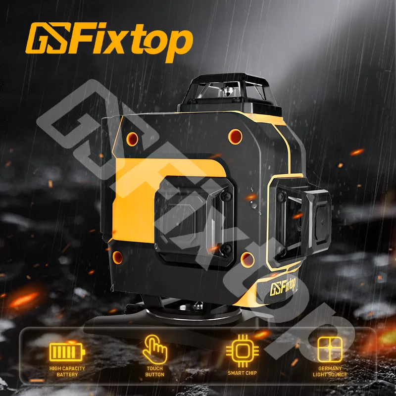 Gsfixtop Многофункциональный 16 линия 4D зеленый 360 самовыравнивающийся IP54 лазерный нивелир для