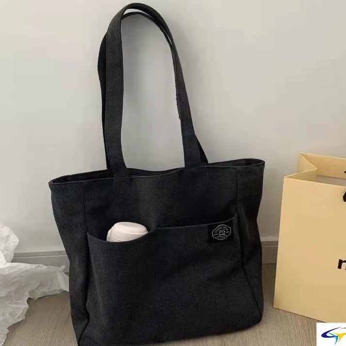 High Quality Cotton Canvas Tote Bag Large Capacity Double Handled Satchel New Design Multifunctional Logo Print Girls