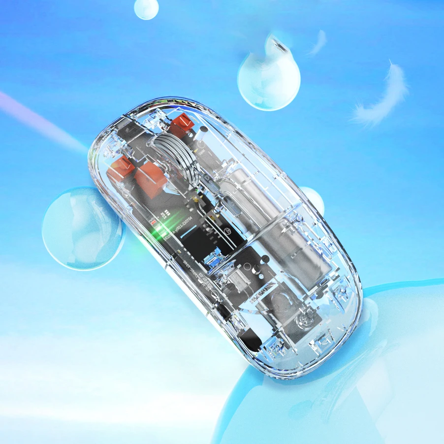 Transparent Mouse  Chroma rechargeable lithiumb operated 24K DPI Optical Sensor 2.4G/BT3.0/BT5.0 connection Wireless mouse