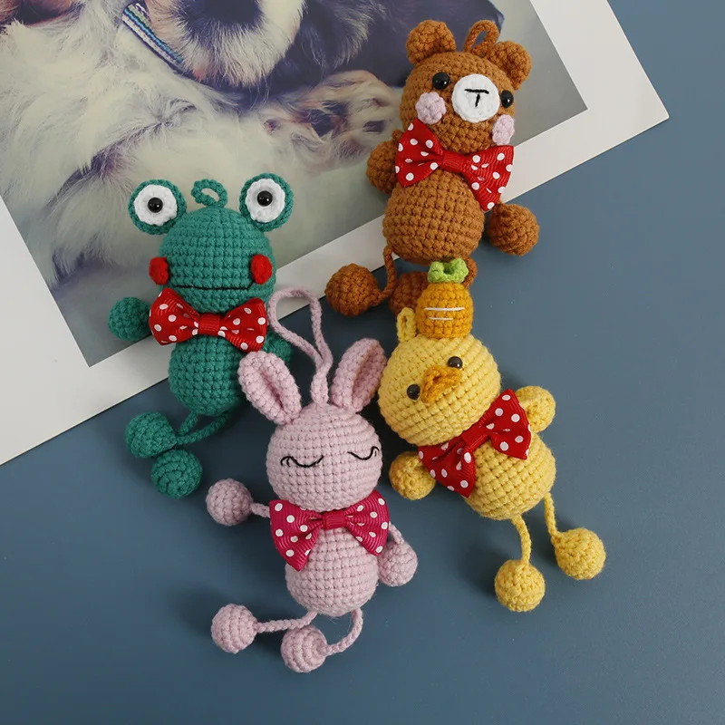 Crochet plush frog doll hand knit stuffed animal frog kawaii handmade knitted frog toys for baby kids gifts personalized toy