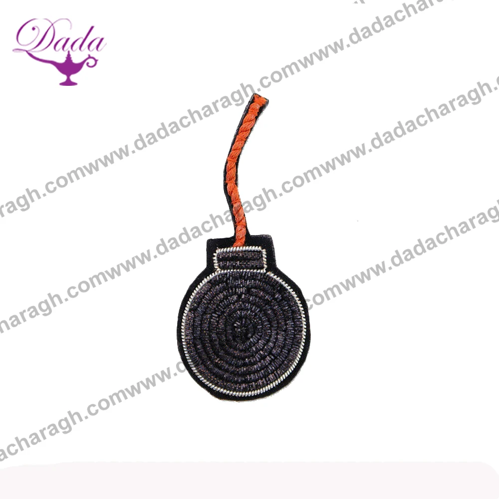 Blue capsule brooch hand embroidery brooch badges Bullion wire fashion jacket Indian China embroidered patches blazer crest gold