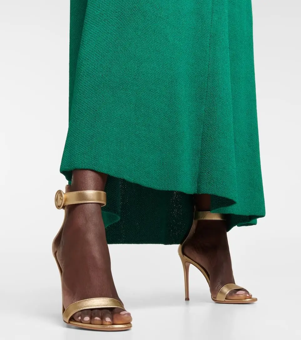 Custom golden color designer shoes summer sandals women and ladies high heels luxury fashion beautiful buckle bridal shoes