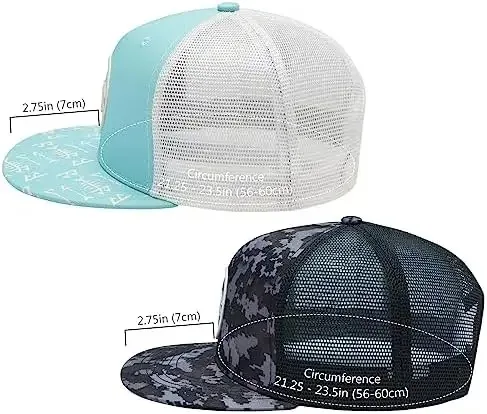 Pack Flat Brim Trucker Cap Adjustable Snapback Hat Mesh Back for Men Women Fishing Hunting Baseball Cap metal buckle
