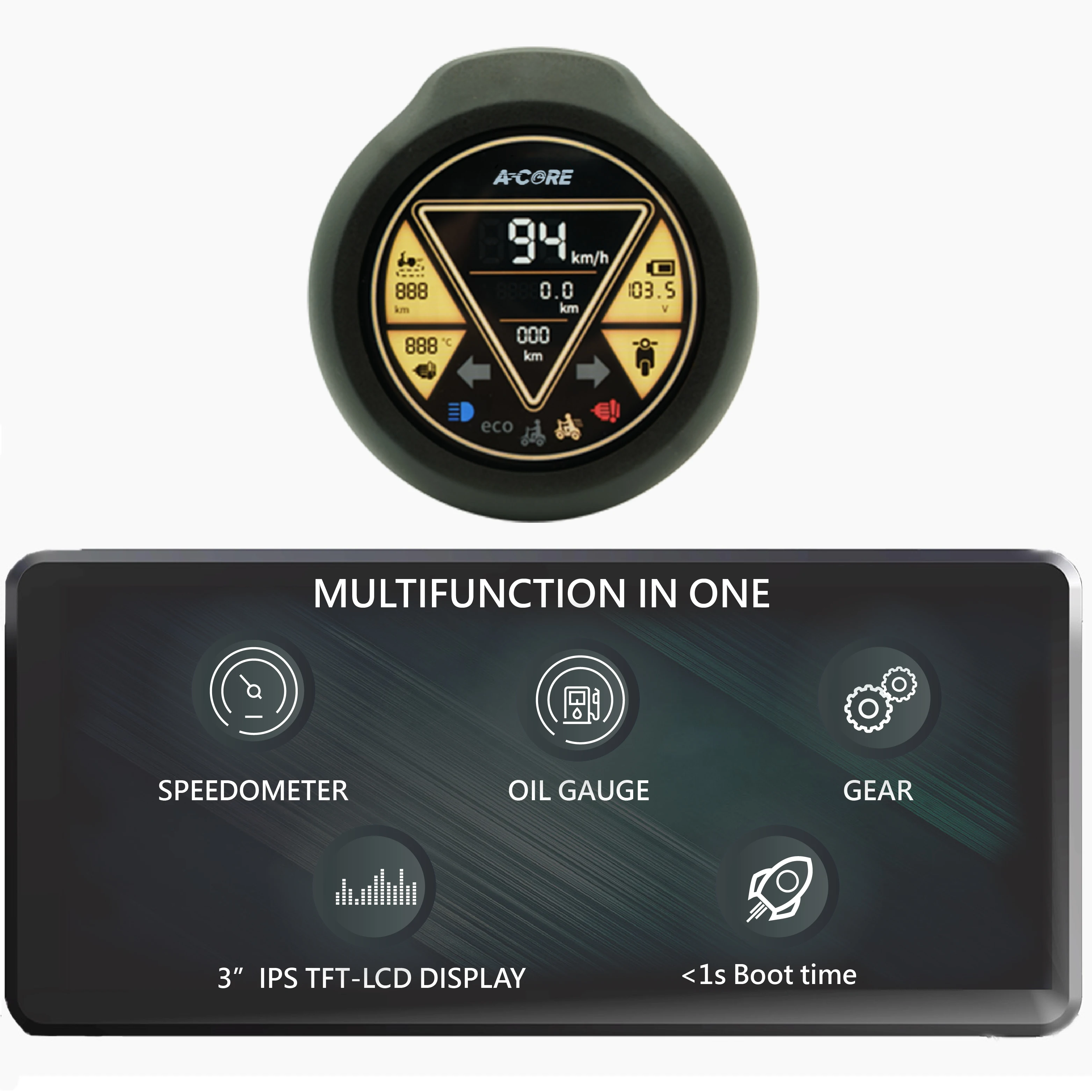 Multifunction LCD Motorcycle Scooter Speedometer Odometer Fuel Gauge