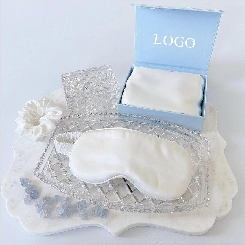 Factory Custom Logo Private Label Silk Eyemask Luxury  100% Real Mulberry Silk Eye Mask Set For Sleep