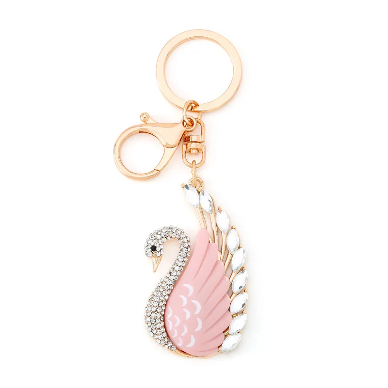 High Quality Free Design Swan Car Key Chain Metal Key Chains Key Chains For Women Girls Crystal Paste Drill Fashion Pendant