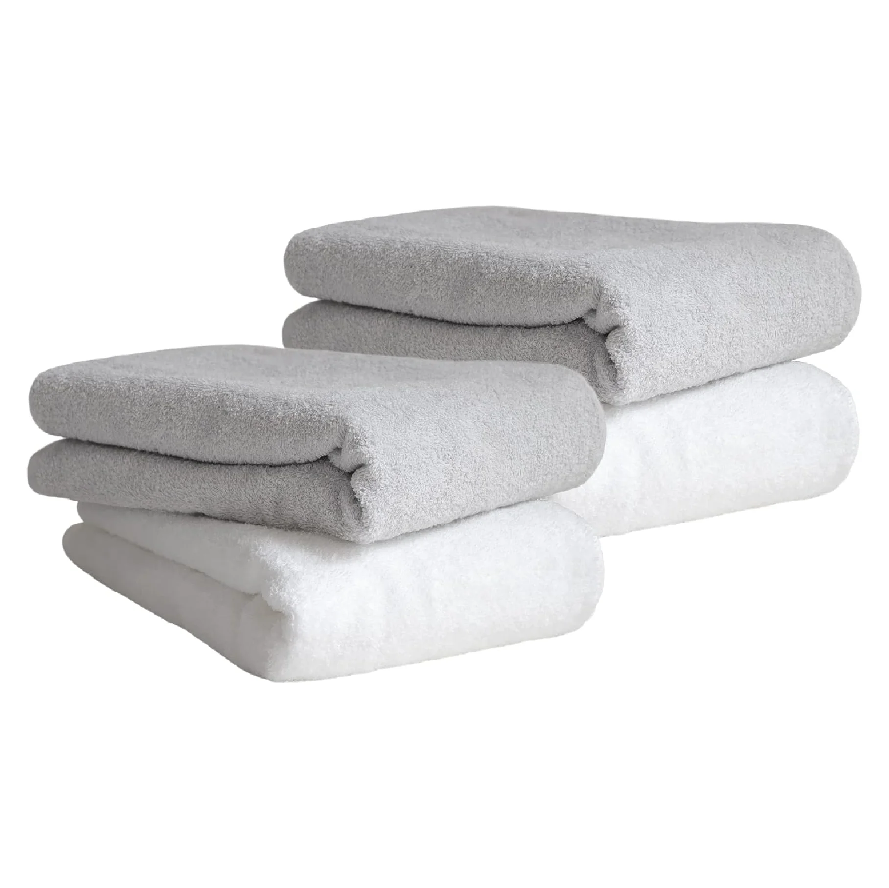 [Inventory Clearance] Cotton Bath towel made in Japan 100% 60cm*120cm 275g 350GSM light soft touch quick dry home Grey White 4pc