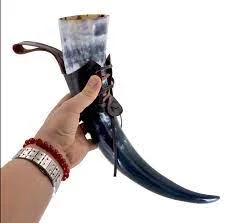 Authentic Viking Drinking Horn For Beer High Quality Ox/Cow Polished Horn For Drinking Natural Horn Crafted Viking Drinking