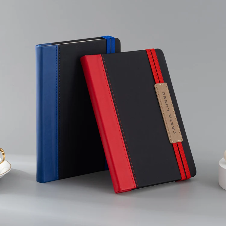 LABON Business Office Pu Leather Notebook Hardcover Elastic Band Journal With Ribbon