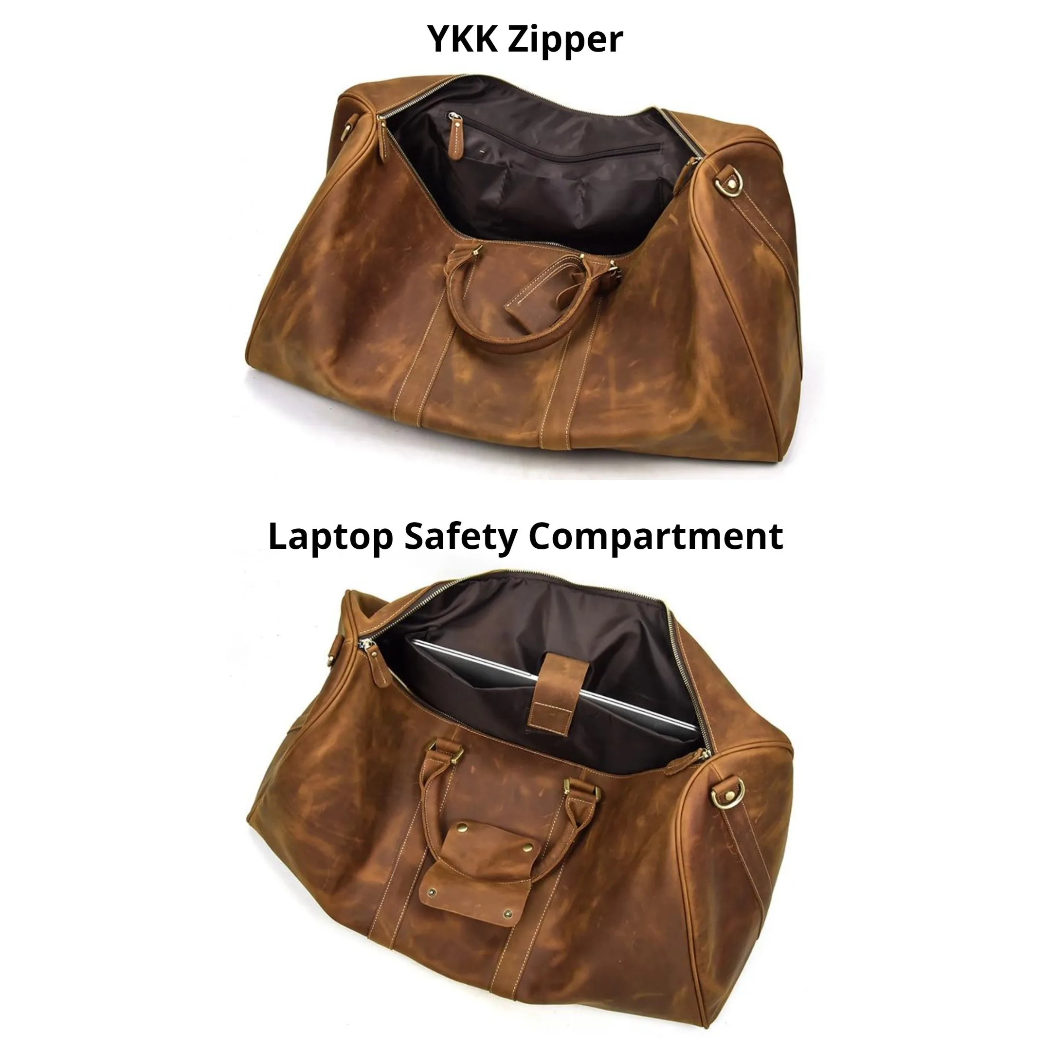 High-End Vintage Crazy Horse Genuine Leather Duffel Bag for Men Custom Logo Full Grain Leather for Travel and Gym