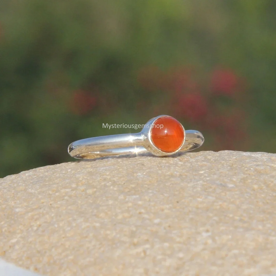 Handmade 925 Sterling Silver Ring with Shape Carnelian Gemstone Daily Wear Wedding Gift Girls Featuring Expert Inlay Setting