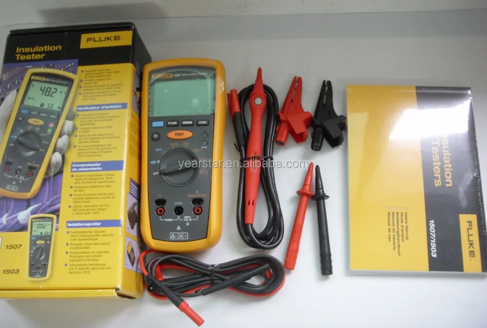 Save battery power with auto power off measurements easily large backlit display Fluke 1507 Insulation Resistance Tester