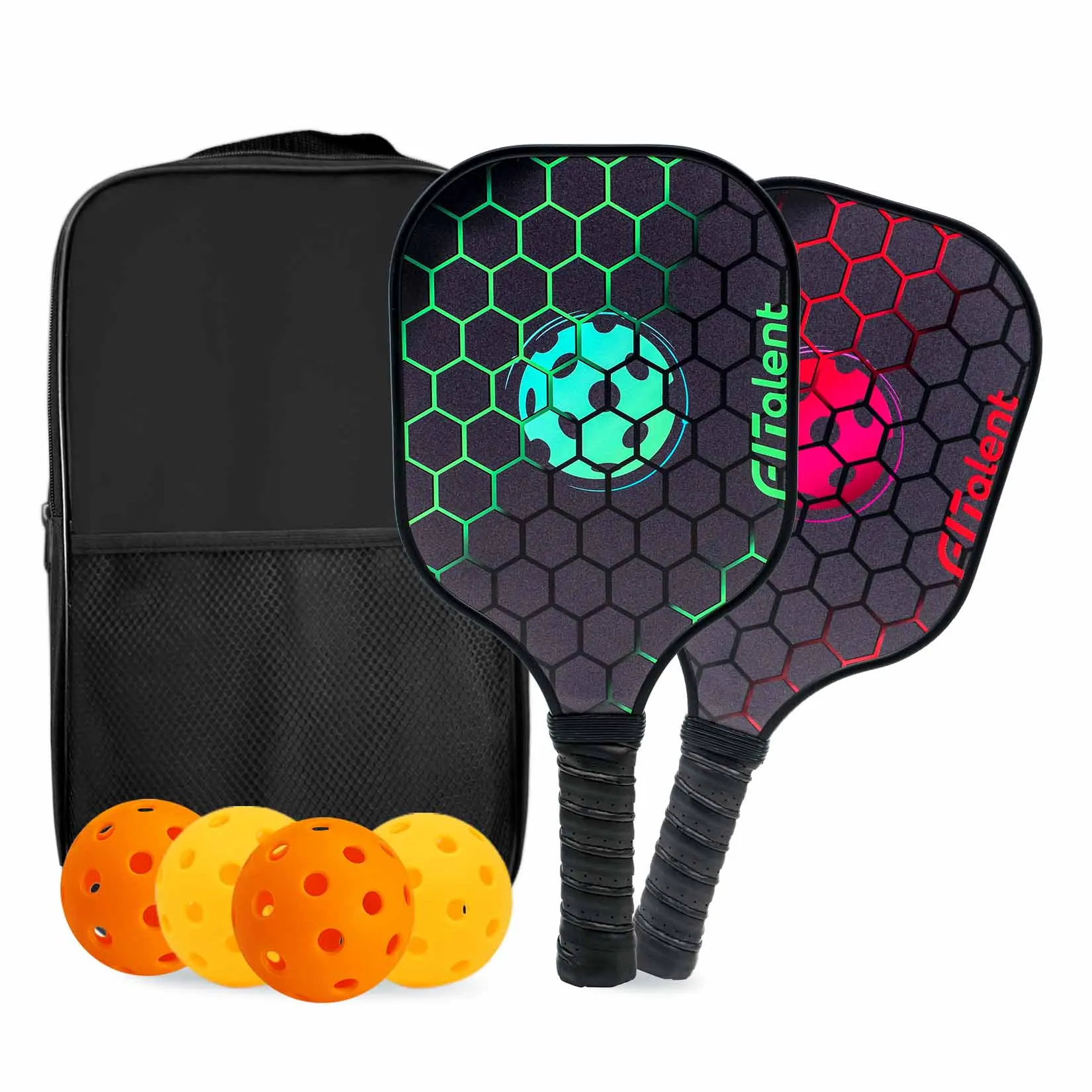 Outdoor Fashion Pickleball Paddle Usapa Approved Carbon Fiber Pickleball Paddle Set with 2 Paddle and 4 Ball