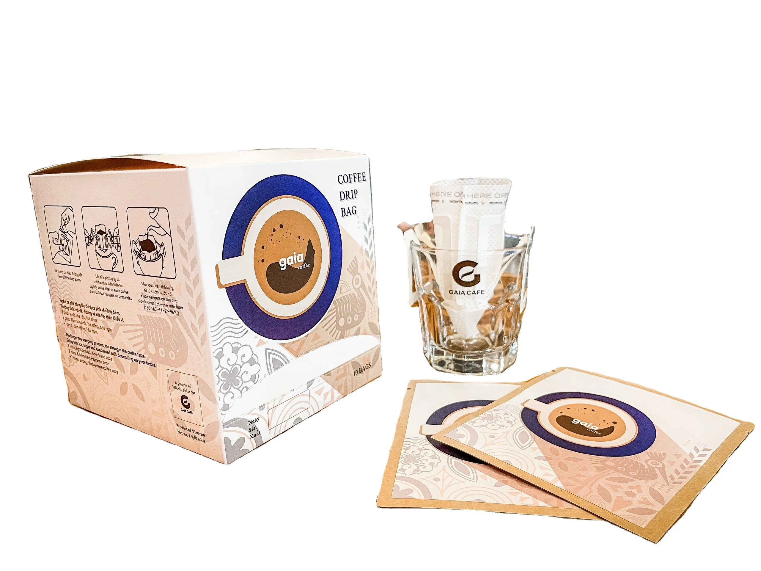 Ground Coffee Drip Bag Ready to Brew Pour Over Slow Drip Coffee Paper Filters with Hanging Ears  Blend Robusta Arabica Coffee