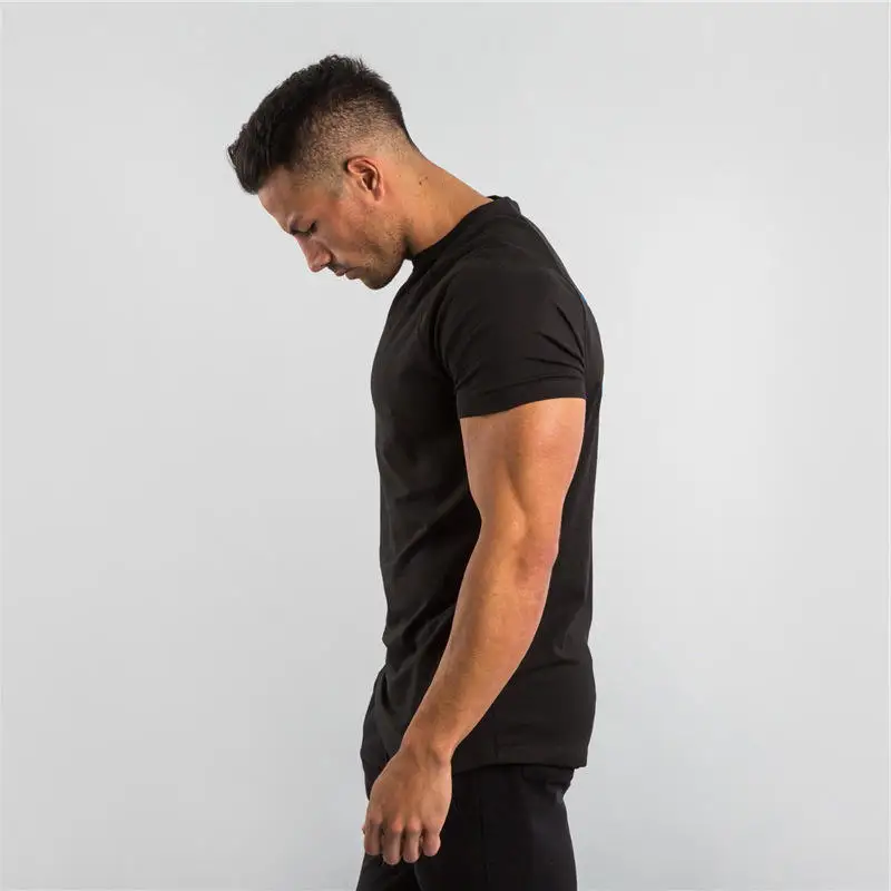 New Arrival Training Wear Mens Slim Muscle Fit Gym Short Slevve Running Sportswear Tee Shirt Men Cotton