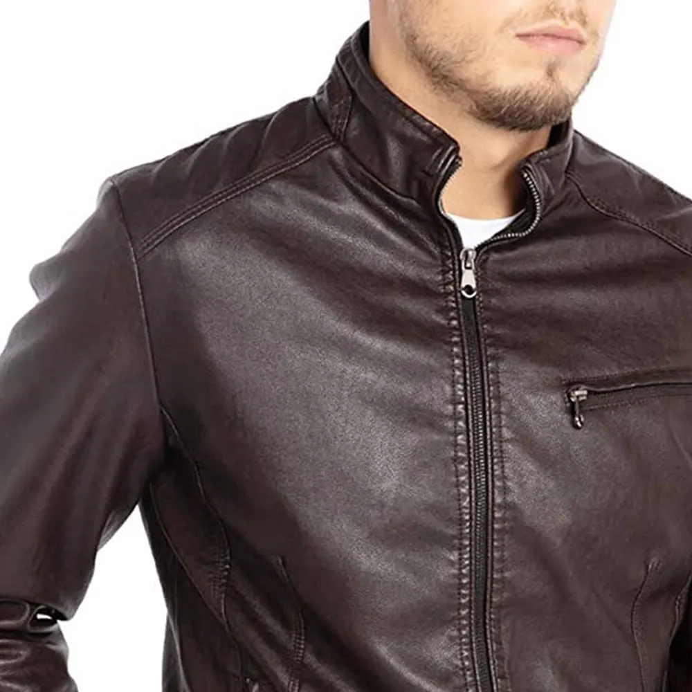High Quality Custom Logo Light Weight Cheap Price Men Leather Jackets / Best Design Men Leather Jacket With Full Sleeve