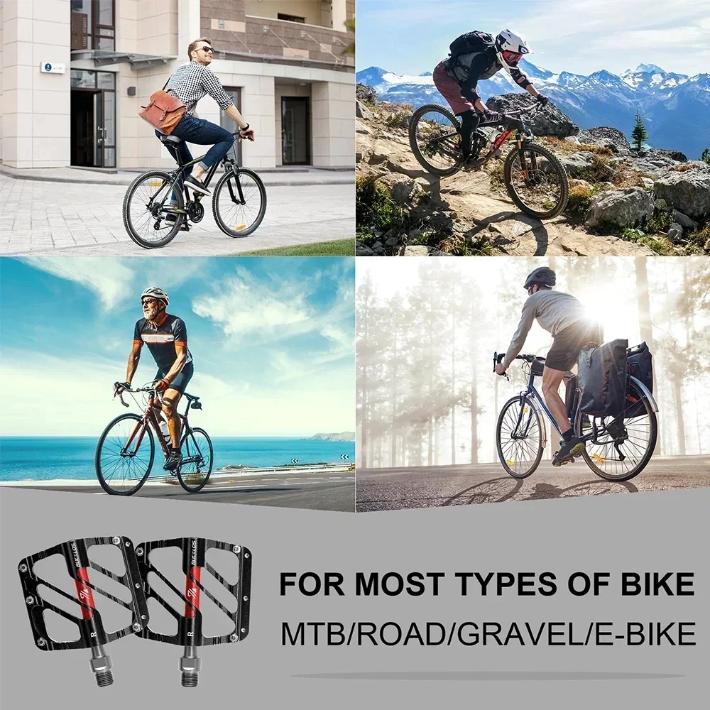 BUCKLOS Bicycle Pedals MTB Road 3 Bearing CNC Flat Bike Pedals Wide Cycling Platform Anti-skid Aluminum Mountain Bicycle Pedal