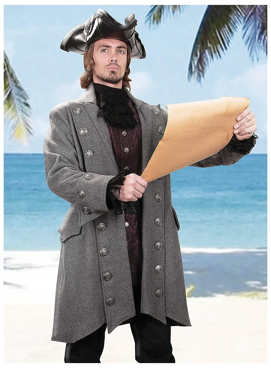 Frock coat - Silver, grey Grey wool coat for the worldly pirate!