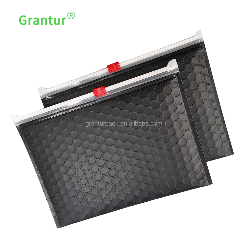 Матовый черный пакет с застежкой-молнией, многоразовый маленький пакет, поли-Пузырчатая почта с молнией для косметики