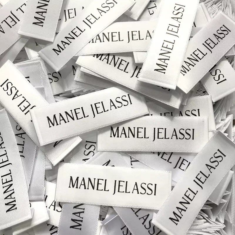 Factory Direct Custom Satin Clothing Tags with Branded Logo Printed Woven Labels for Garments Shoes Bags Personalized Design