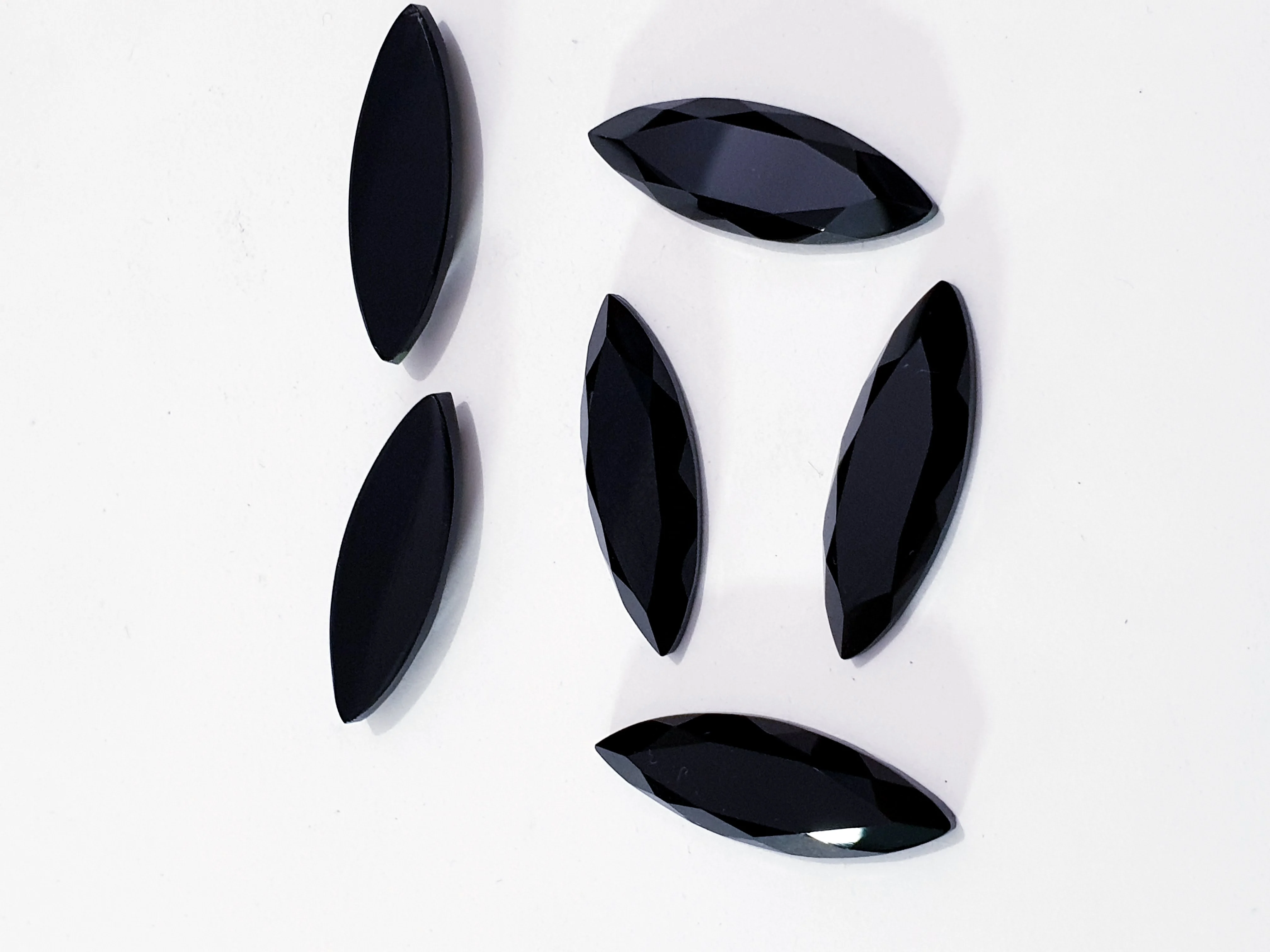 Faceted Black Spinel Gemstone Checkerboard Cut Top Flat Bottom With Various Shapes And Sizes Made On Custom Orders Faceted Black