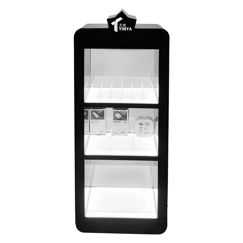 Fashion 3 Tiers LED Plexiglass Essential Oil Flavors Display Smoke Tobacco Showcase Acrylic Cigarette Lighter Display Racks
