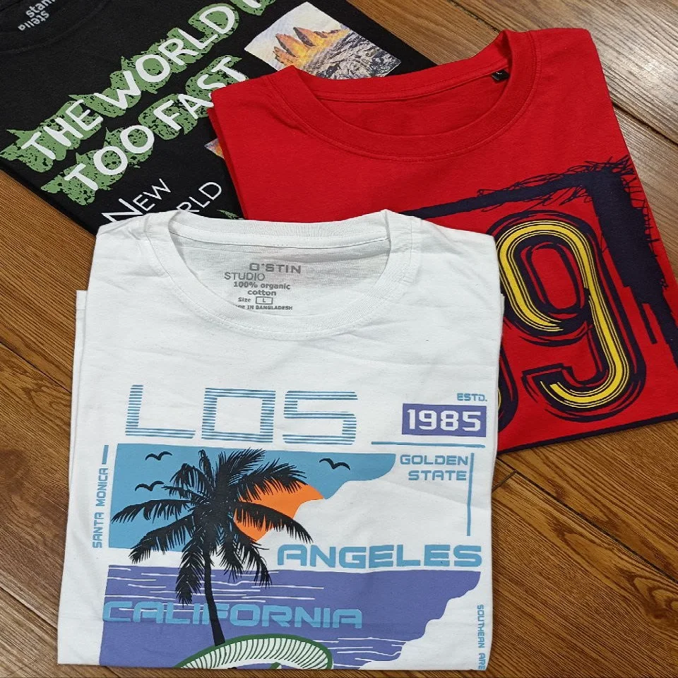 Custom 100% Cotton T-Shirt Heavyweight Oversized Drop Shoulder 220gsm 240gsm 300gsm Summer Branded Apparel Stock Lot Surplus