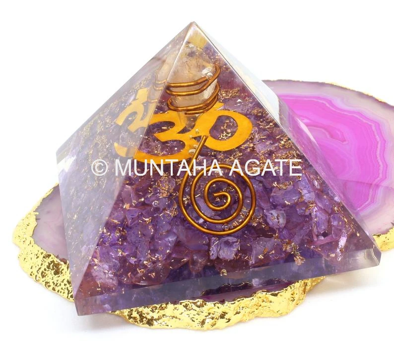 Wholesale 70mm Amethyst Orgone Pyramid from Muntaha Agate Handmade Gemstone Technique