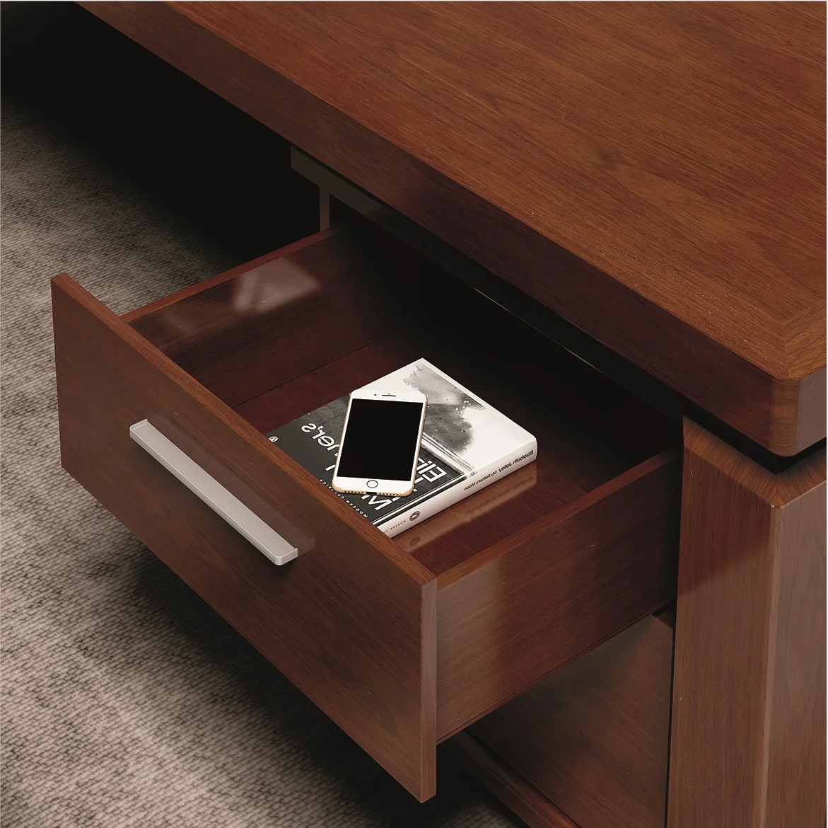 Modern MDF Panel Commercial Furniture Walnut Wood Manager Desk Design Chinese Furniture