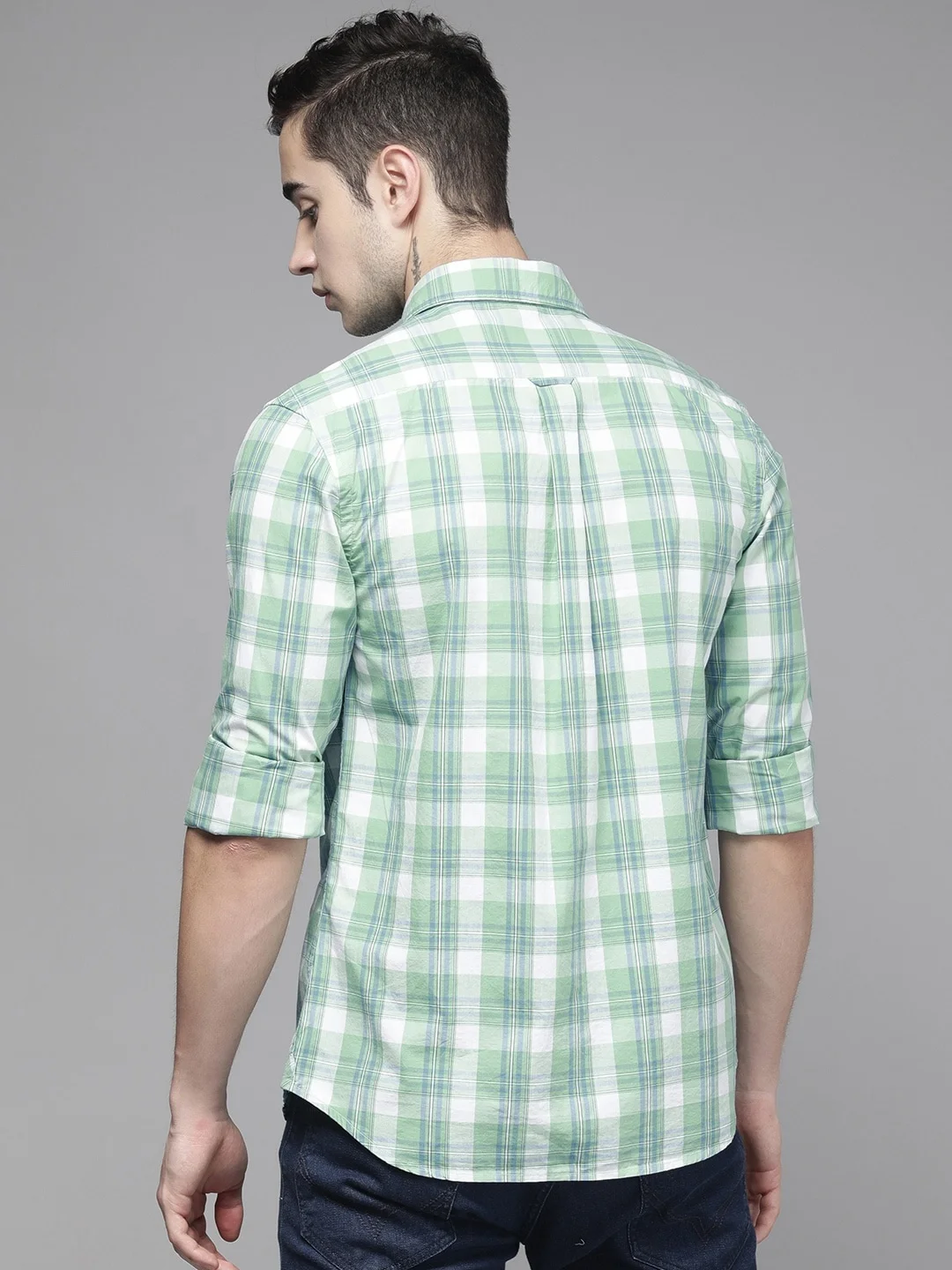 Мужская Фланелевая рубашка на пуговицах повседневная фланелевая в клетку с логотипом заказ большие размеры весна 2019