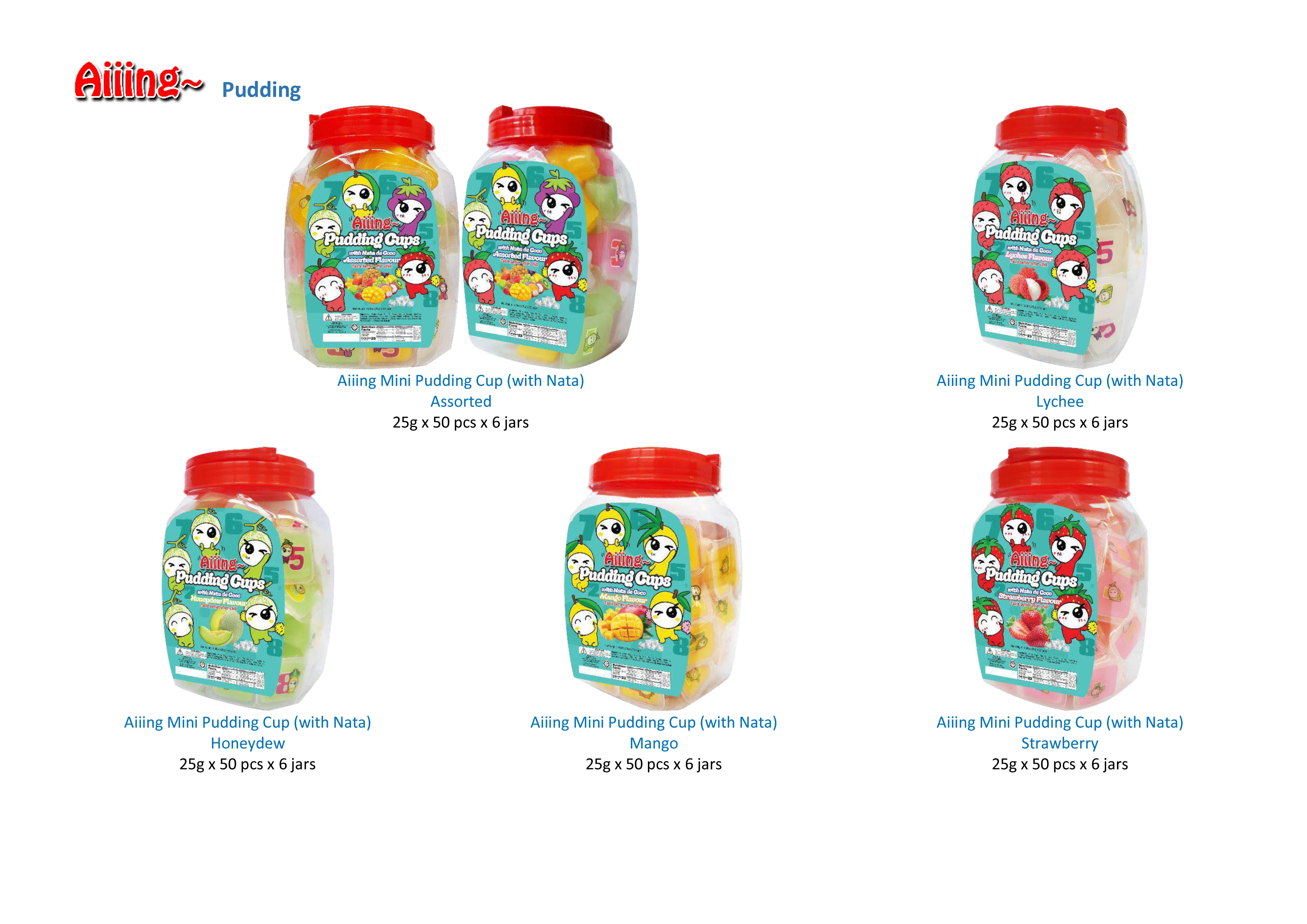 Aiiing Fruit Pudding Cups Aiiing Pudding Cups 110g x 6 cups x 16 pkts - Orange Flavour Pudding no Nata de Coco
