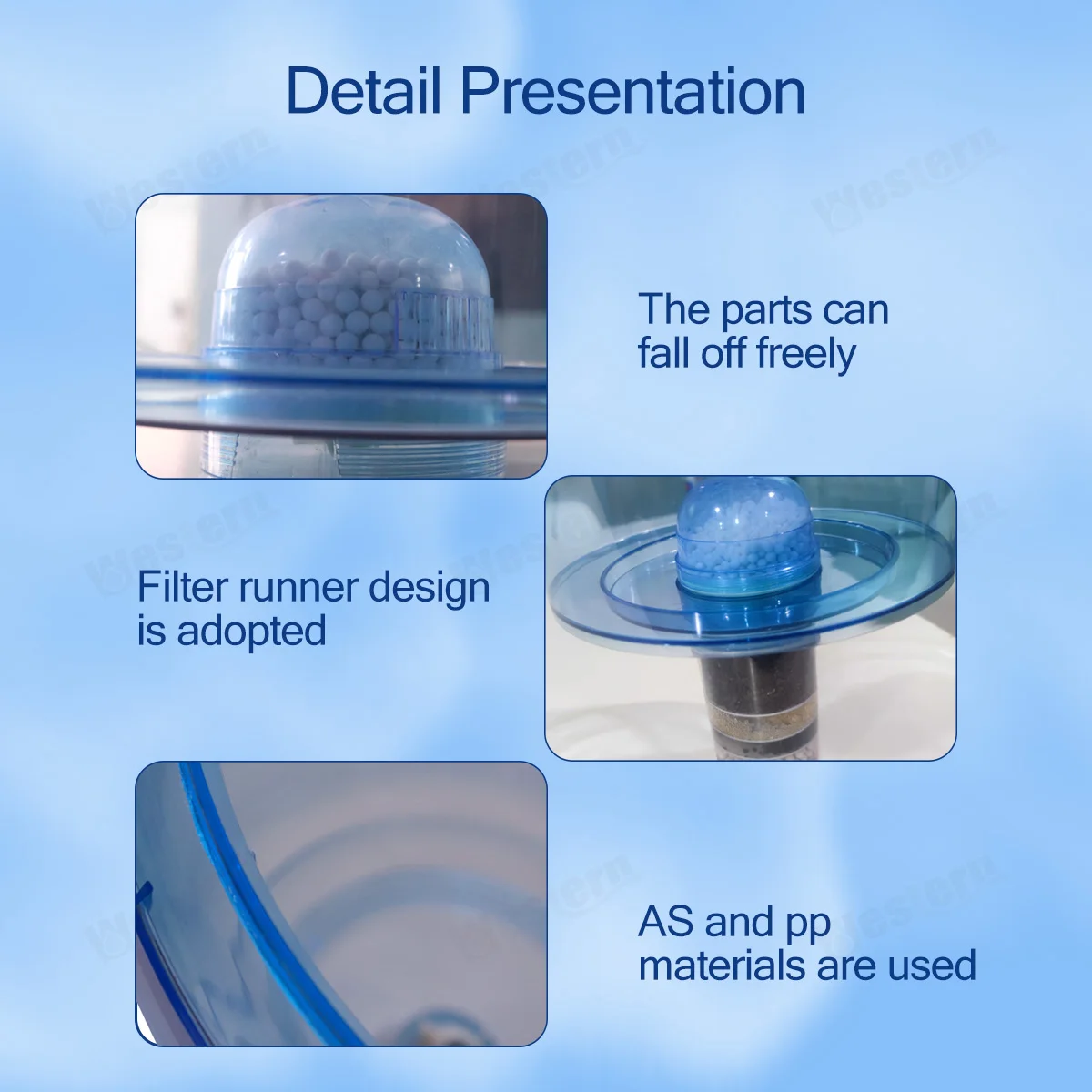 High quality 7 stages gravity water filter alkaline mineral water pots for water dispenser remove chlorine bacteria chemicals